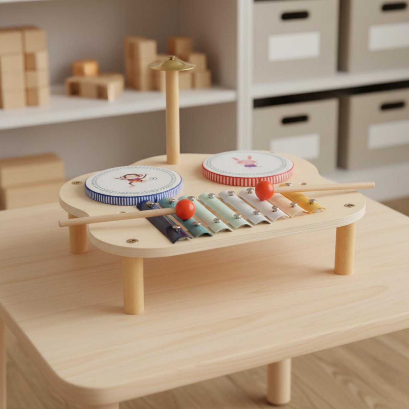 Kids Education Table - Wooden Music Station Child-Centered Inspired Xylophone