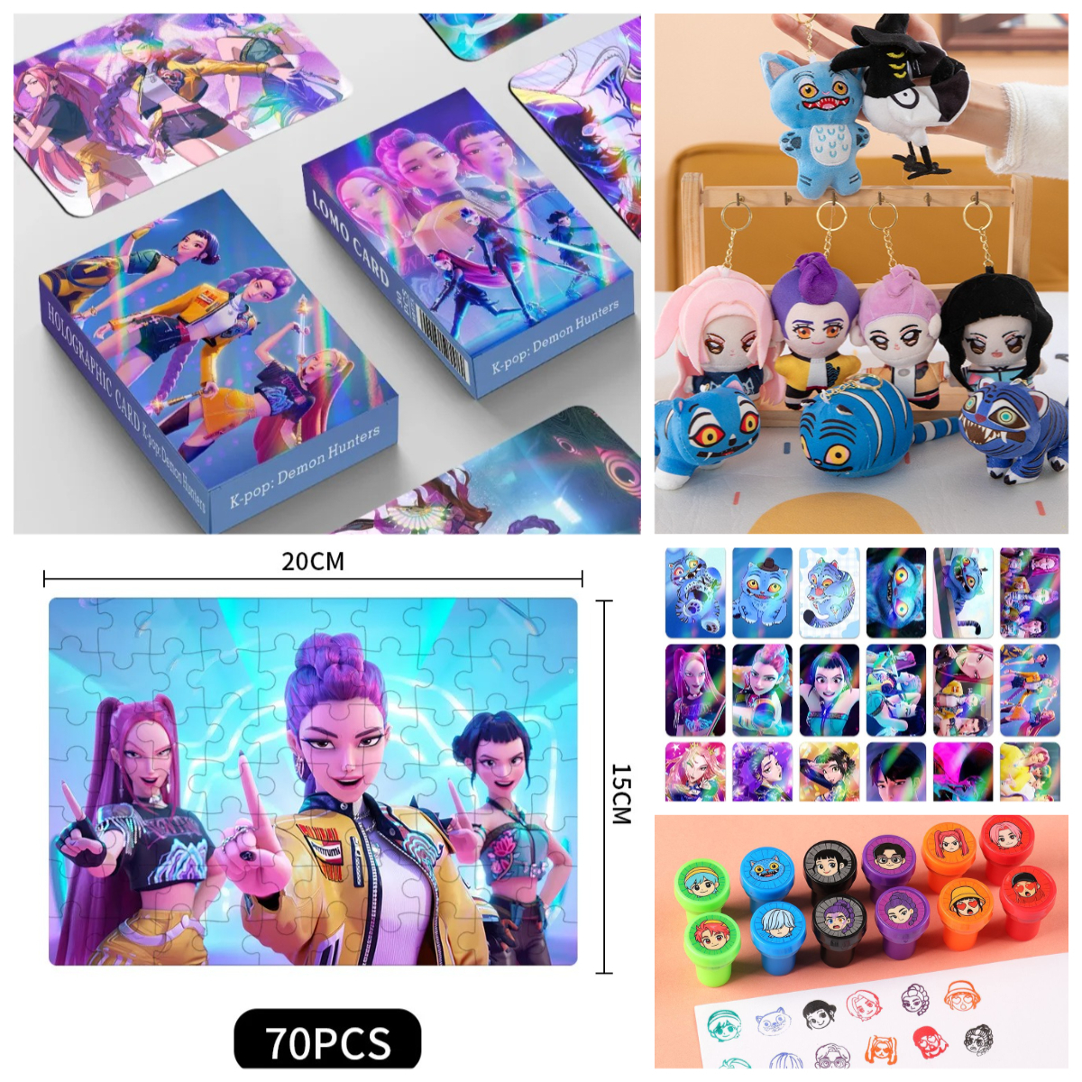Kids First Education - Cartoon Plush Keychain & Puzzle Cards,