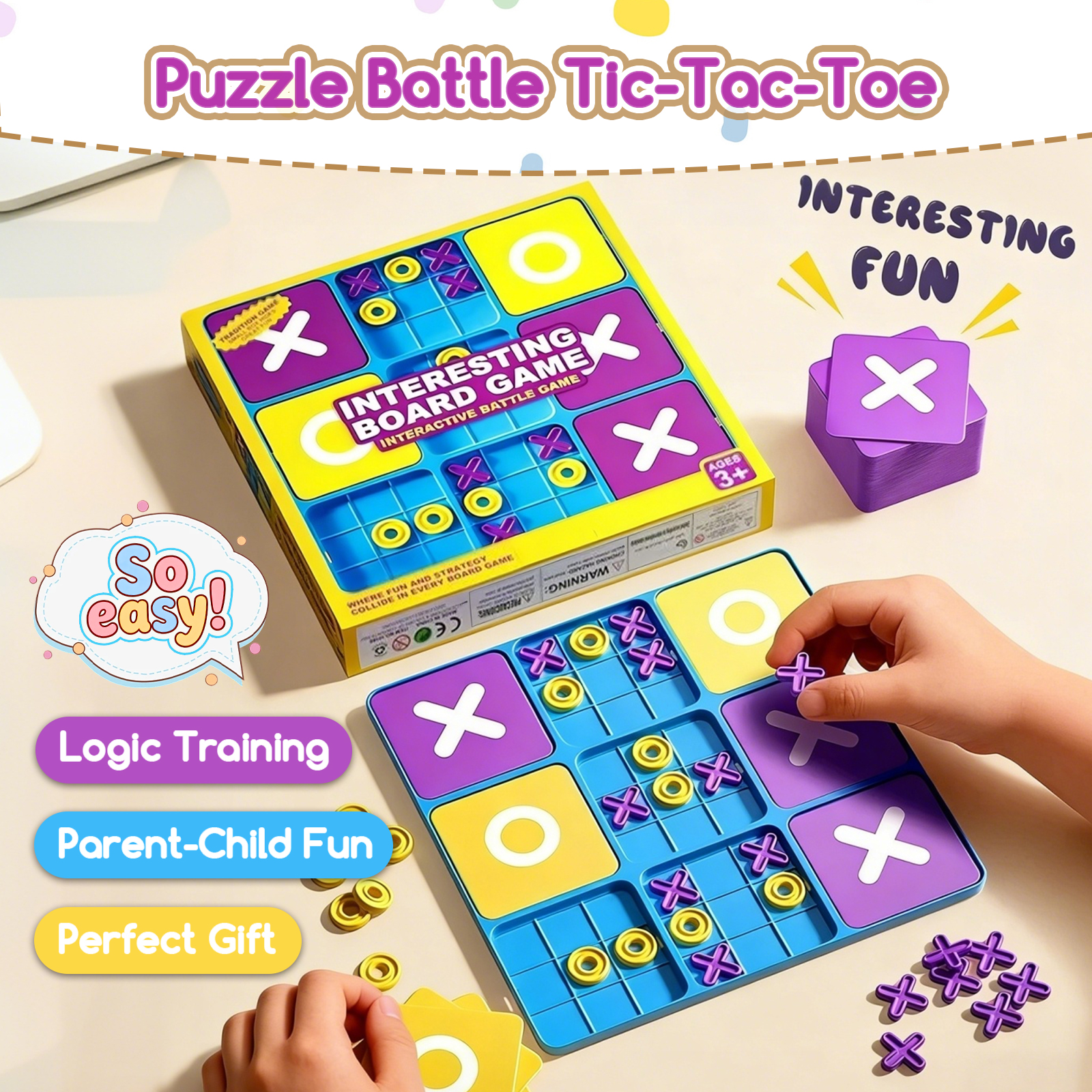 Fun Tic-Tac-Toe Board Game Kid - Kids Education Table reseña y precio