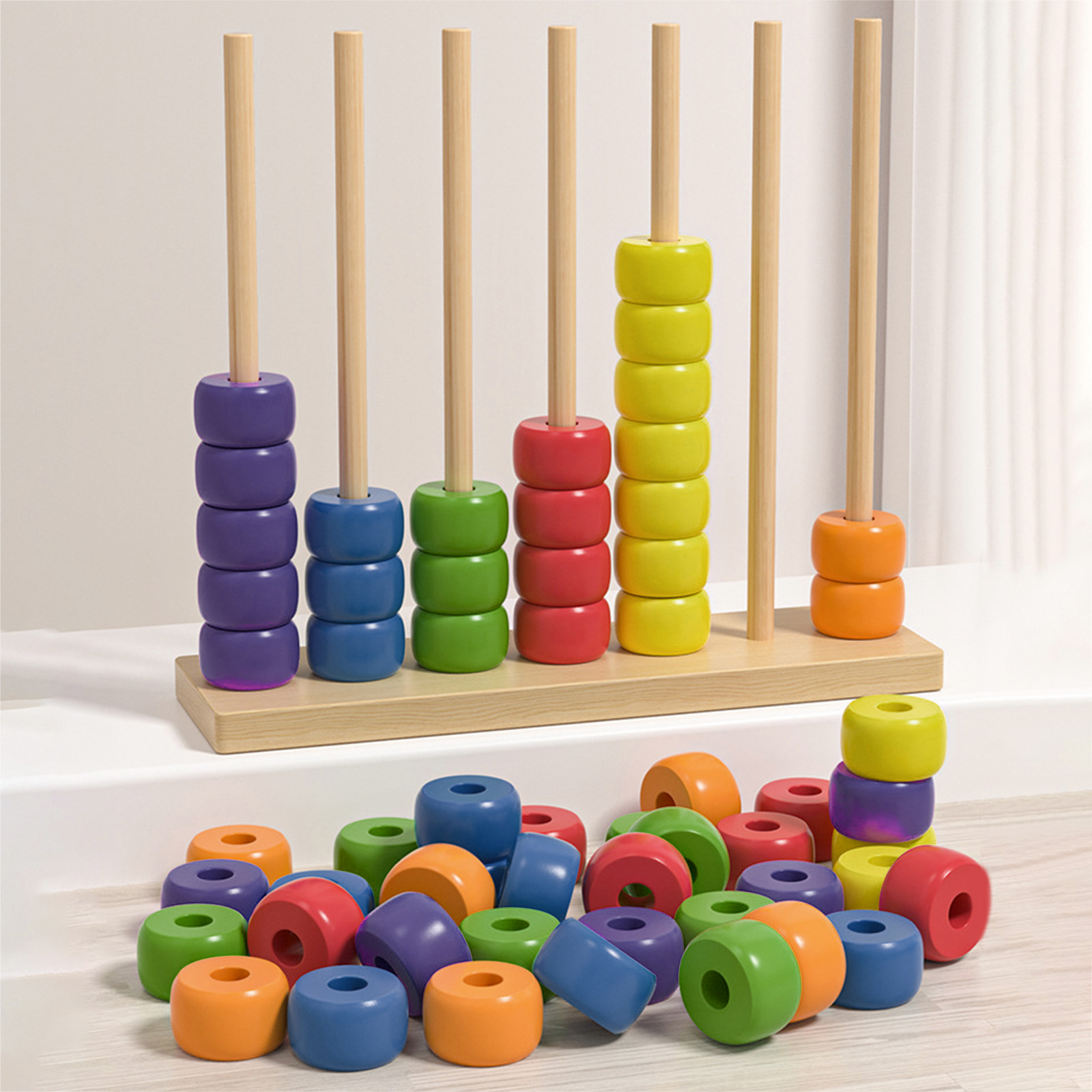 Wooden Rainbow Bead Abacus Mon - Abacus Counting Bead reseña y precio